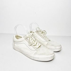Vans Old Skool Marshmallow White Woven Checkerboard Skate Shoes Womens US 8